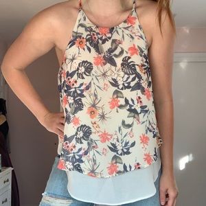 Floral High Neck Tank top